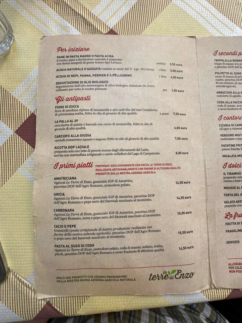 Trattoria Da Enzo al 29 - menu photos - 2