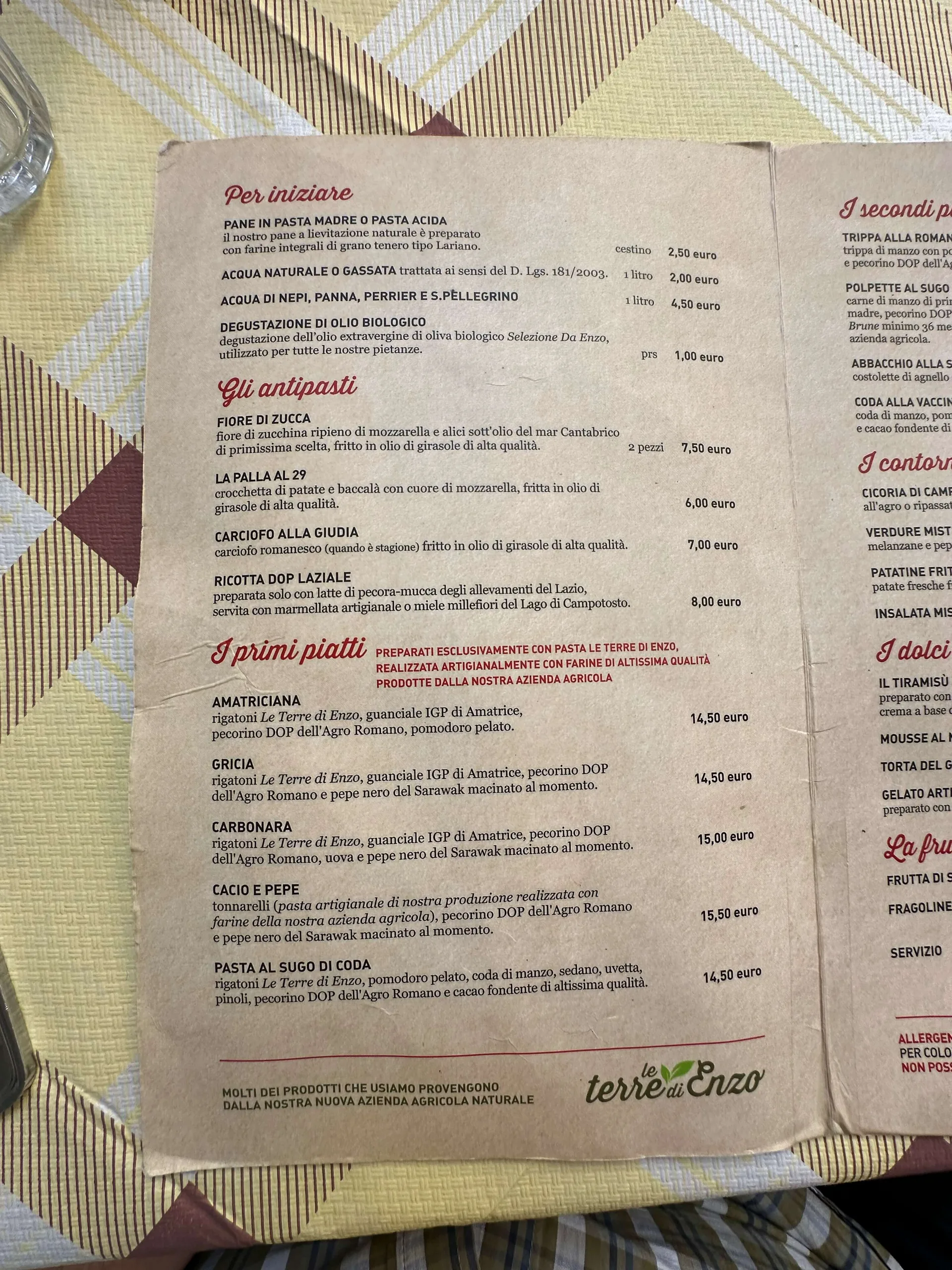 Trattoria Da Enzo al 29 - foto menu - 2