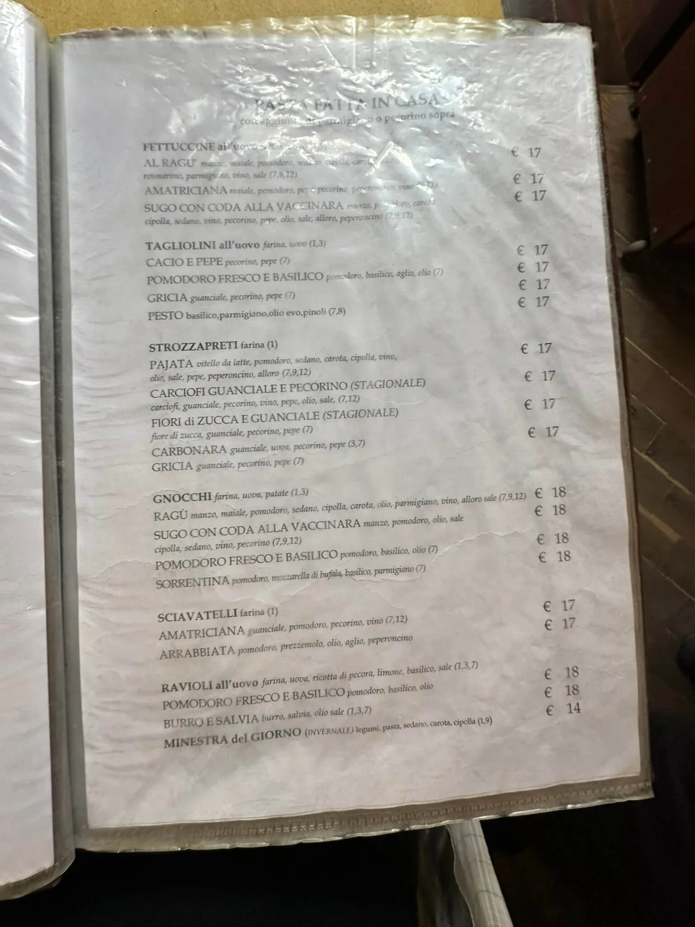 Osteria da Fortunata - menu photos - 1