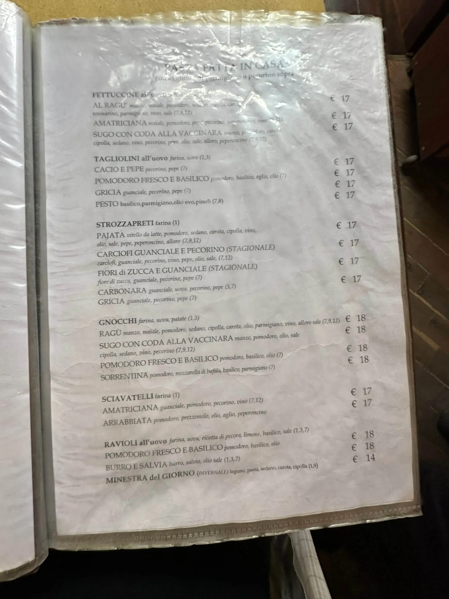 Osteria da Fortunata - photos du menu - 1