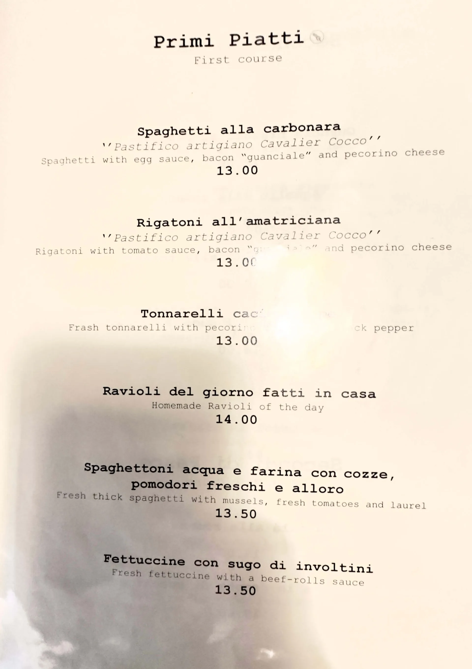 Hosteria Grappolo D'Oro - photos du menu - 2