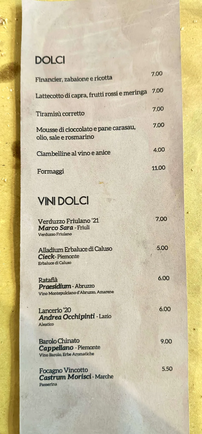 Trattoria Pennestri  - menu photos - 2