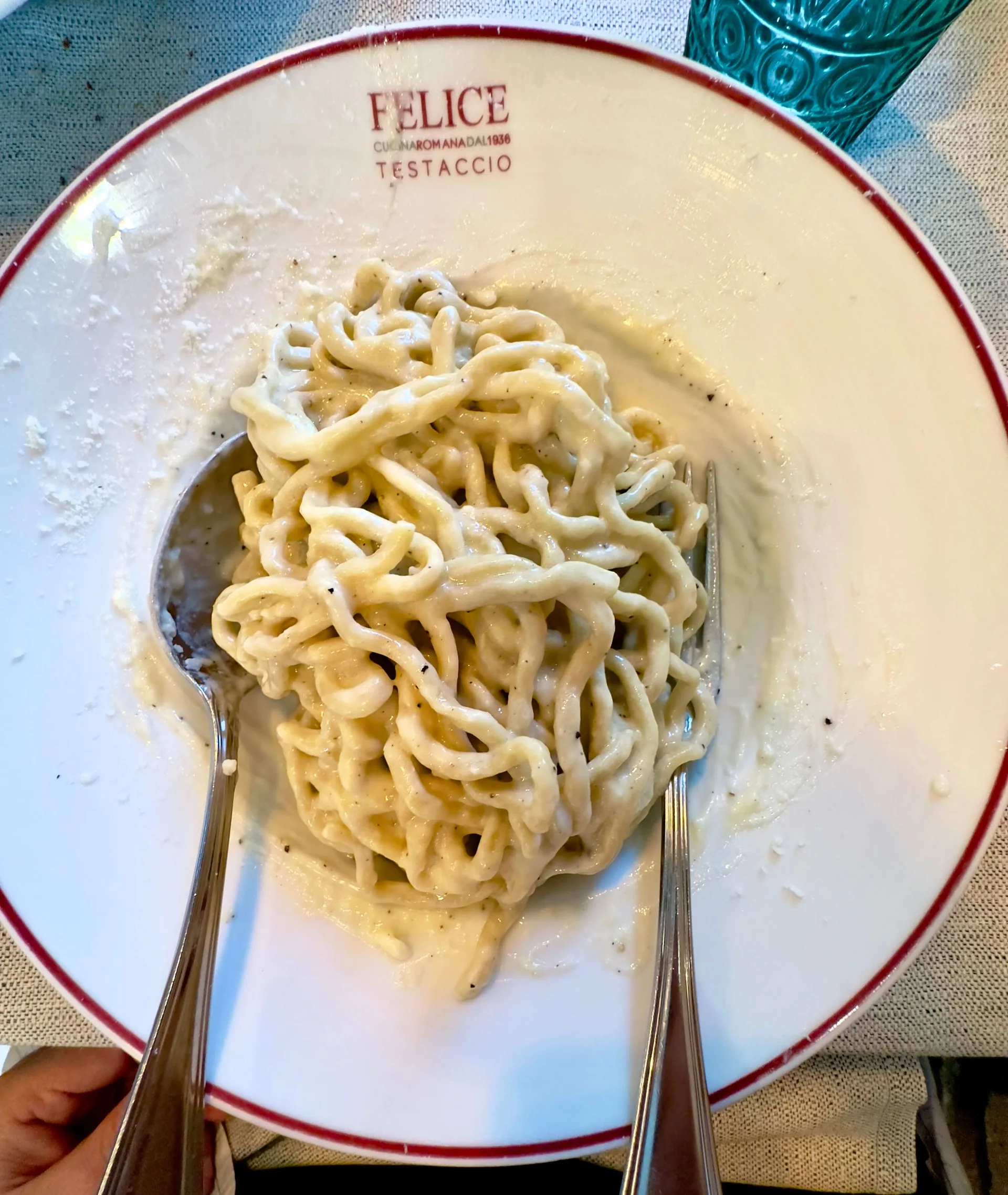 Cacio e Pepe pasta at Felice a Testaccio in Rome