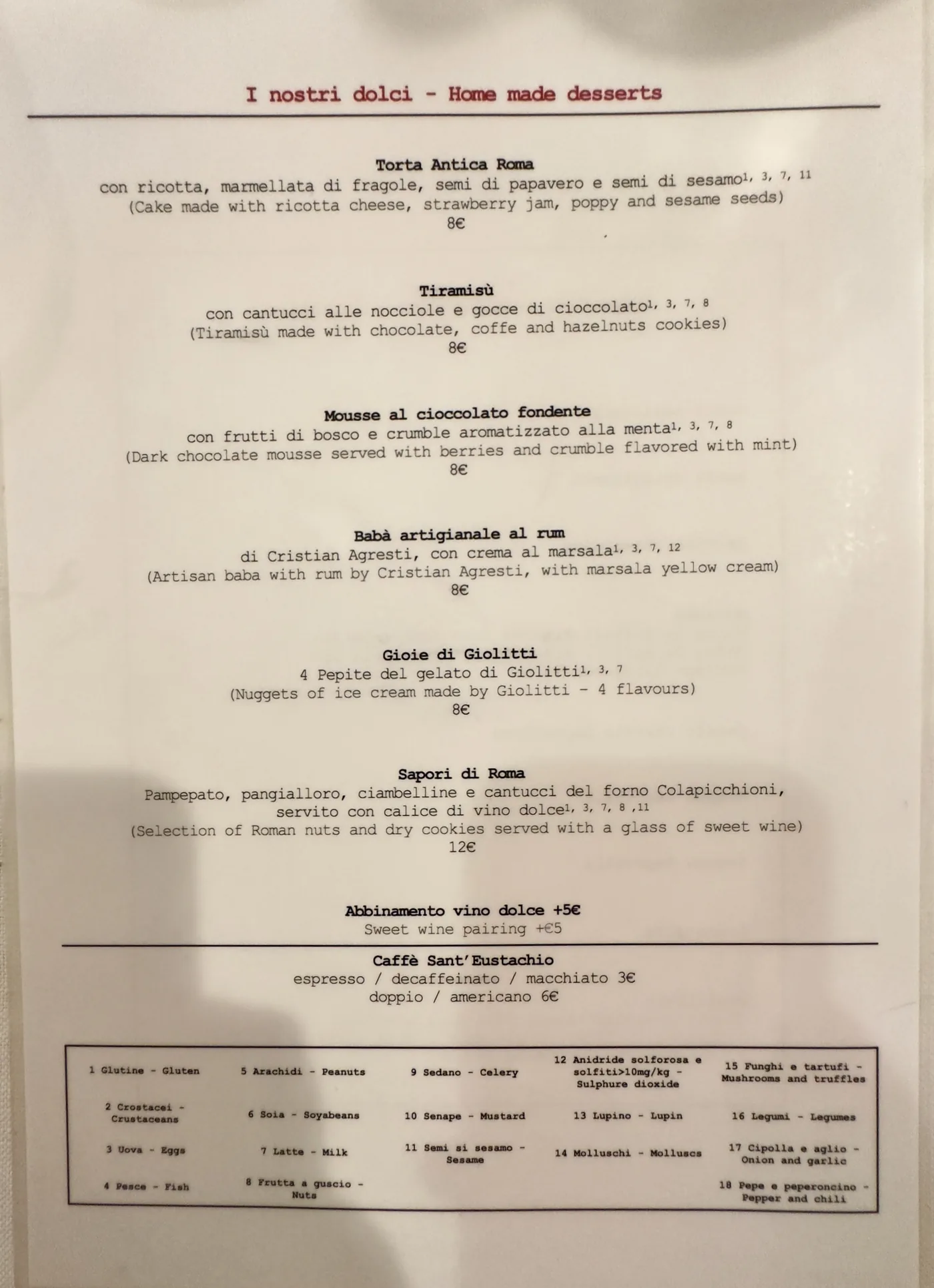 Armando al Pantheon - menu photos - 1