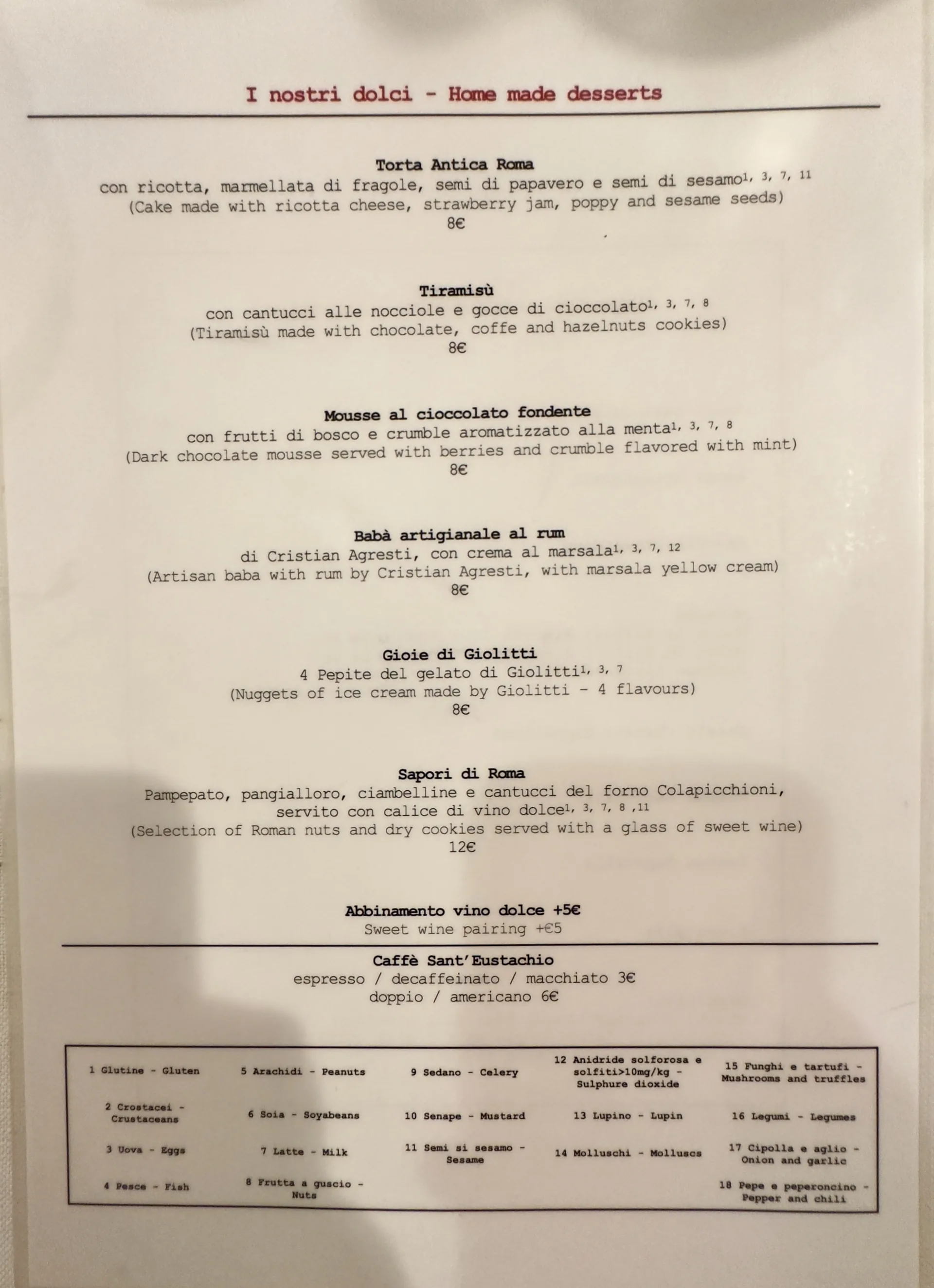Armando al Pantheon - photos du menu - 1