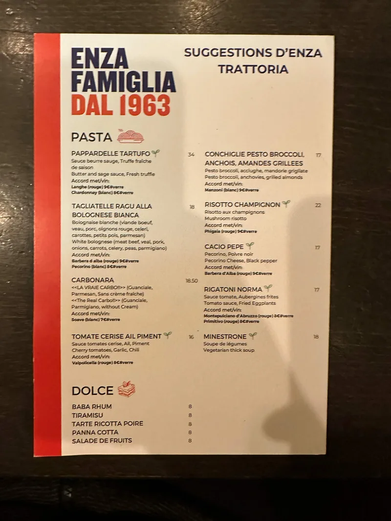 Trattoria Enza Famiglia - मेनू की तस्वीर - 1