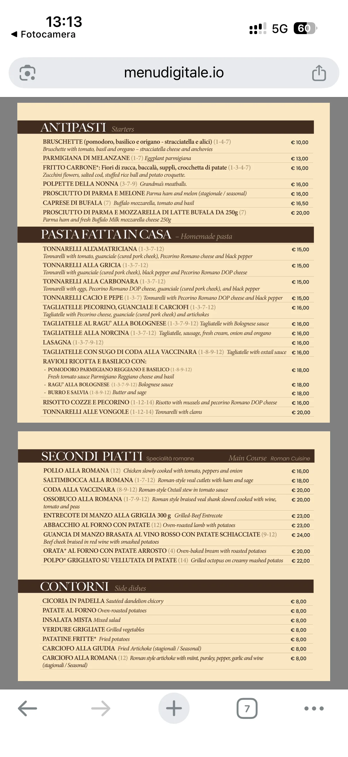Antico Carbone - photos du menu - 1