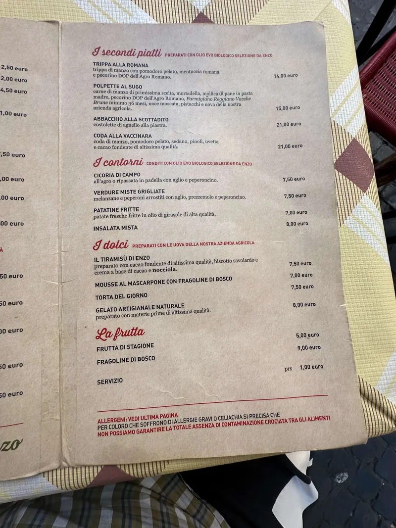 Trattoria Da Enzo al 29 - menu photos - 1