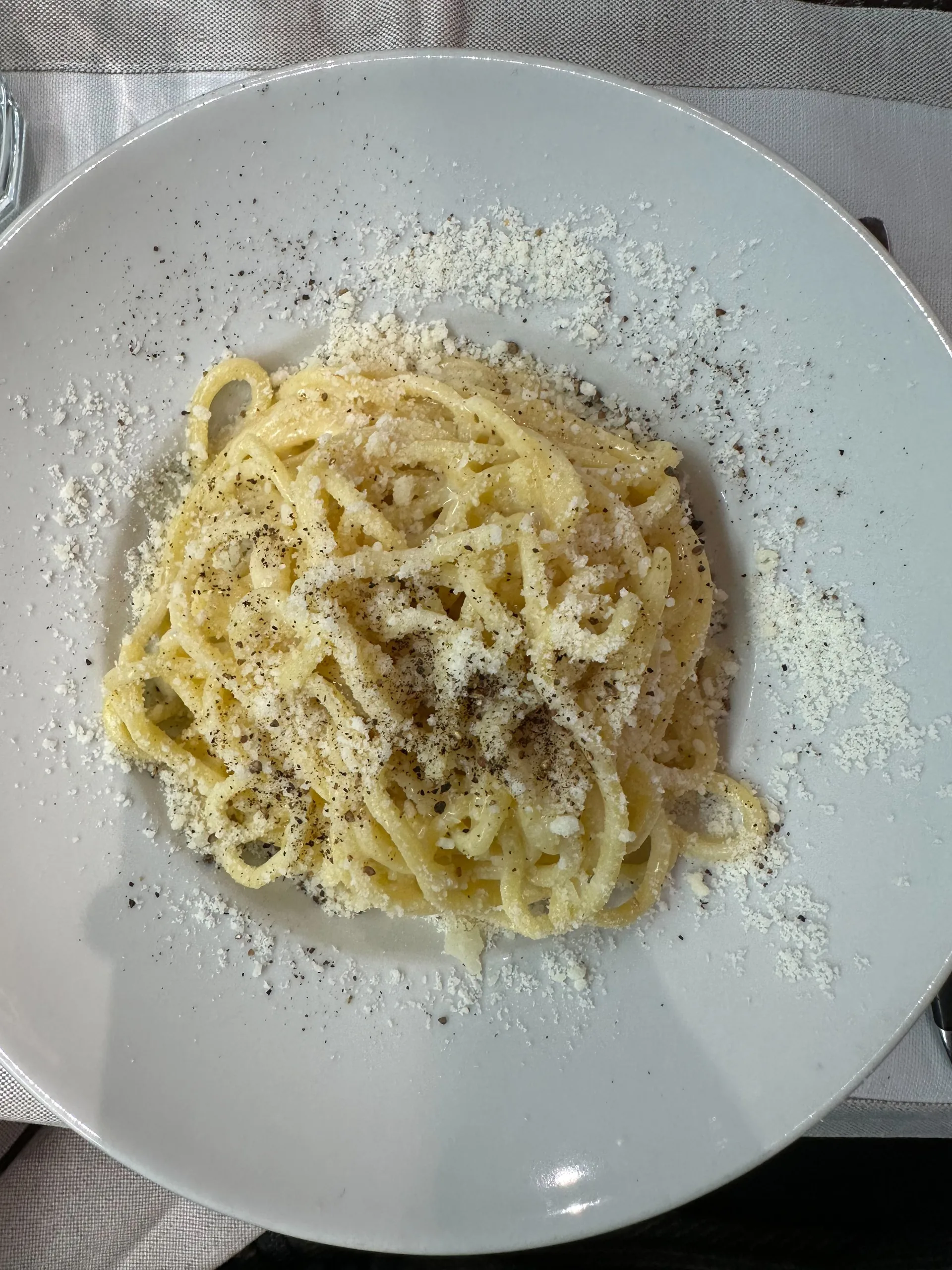 Cacio e Pepe pasta at Roscioli Salumeria con Cucina in Rome
