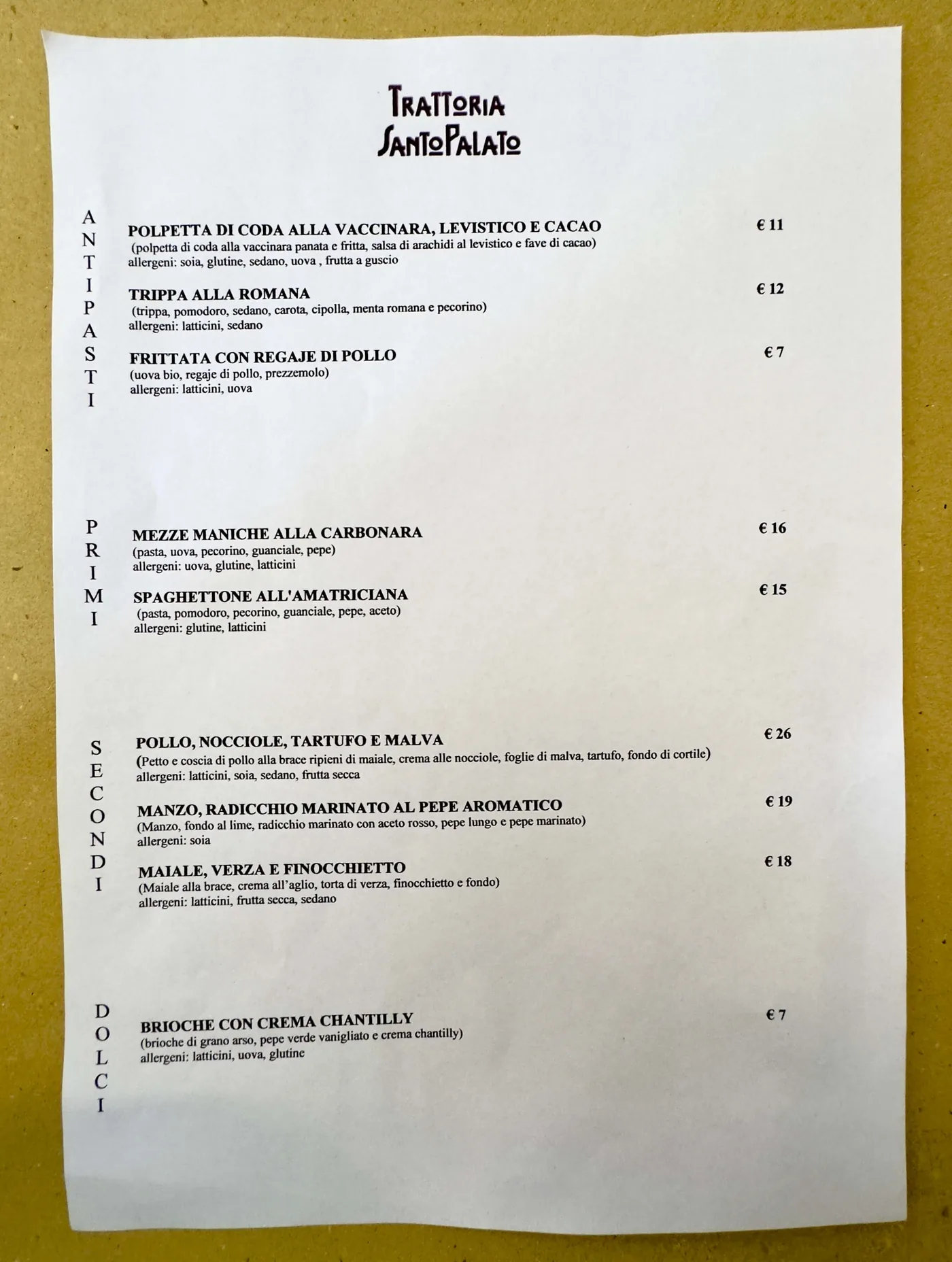 Santo Palato - menu photos - 1