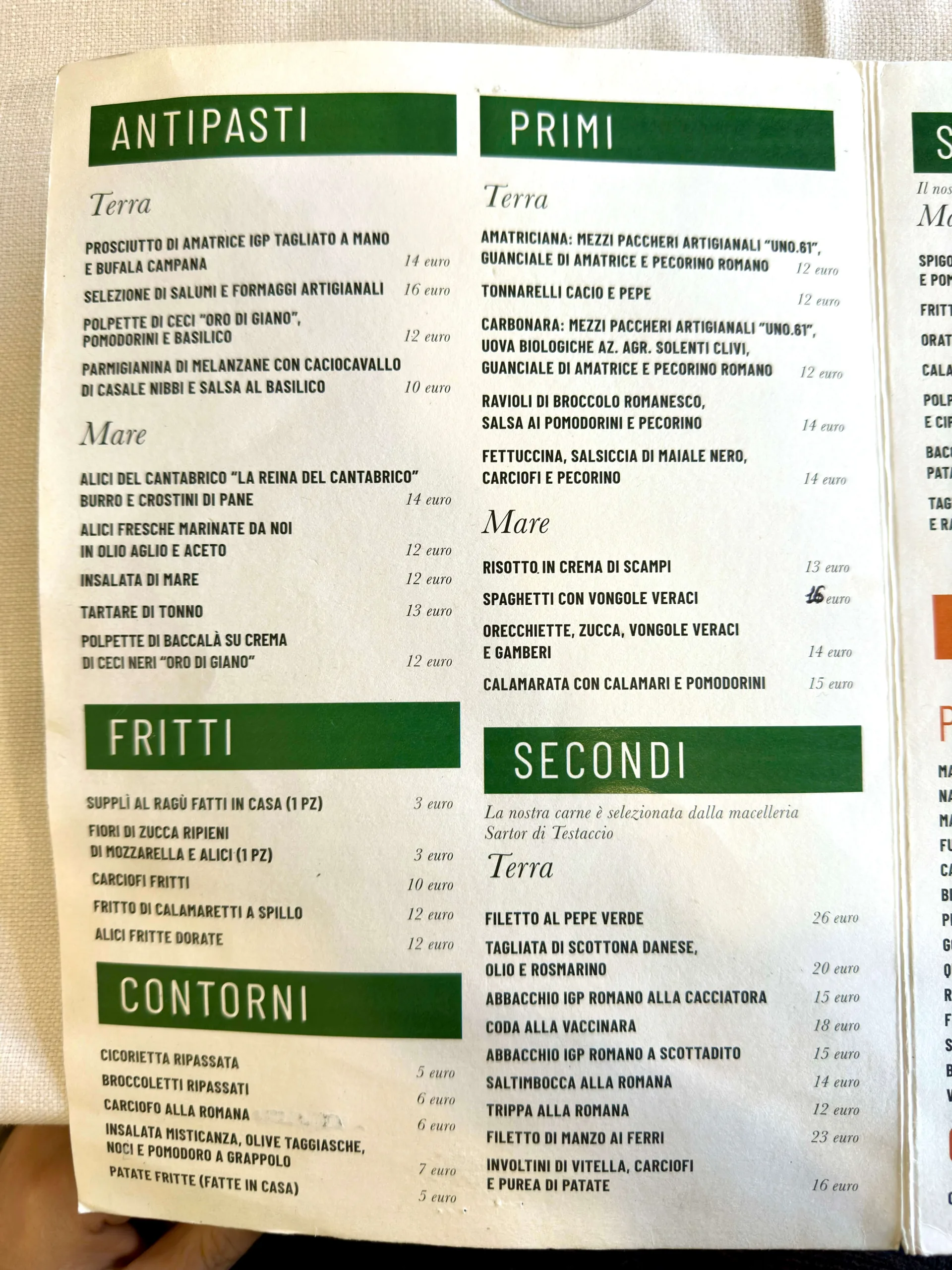 Taverna Cestia - photos du menu - 2