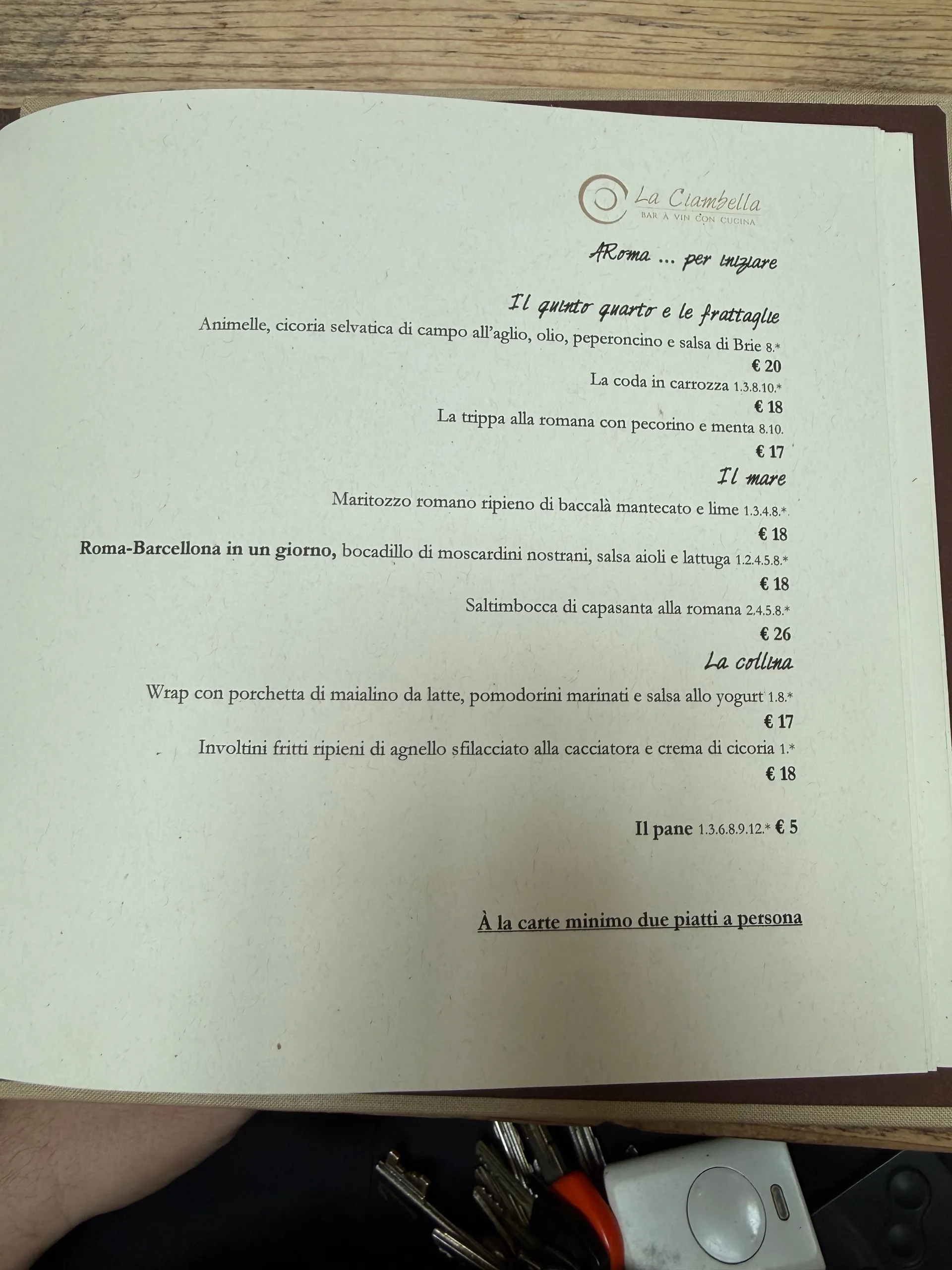 La Ciambella Bar-à-Vin - photos du menu - 1