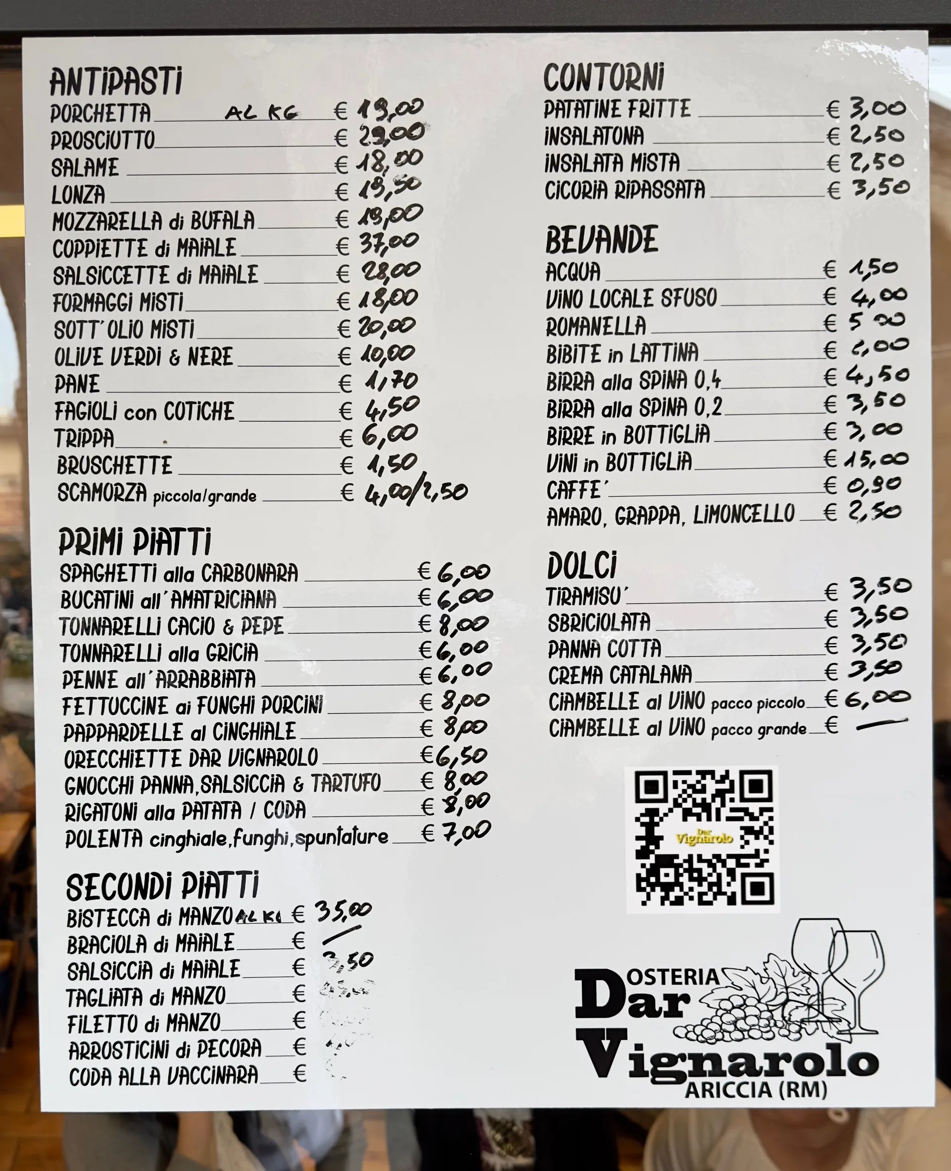 Fraschetta Osteria Dar Vignarolo - menu photos - 1