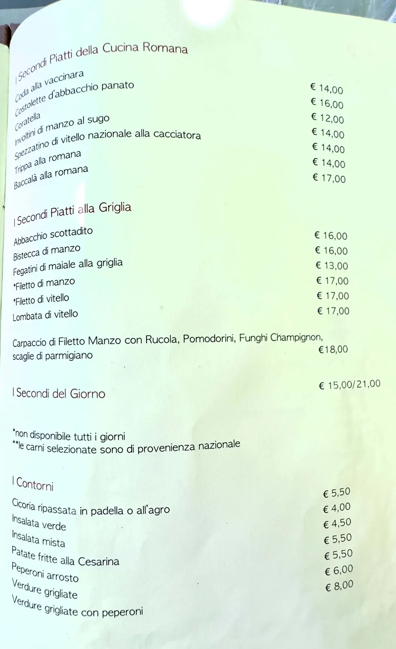 Da Cesare al Casaletto - menu photos - 1