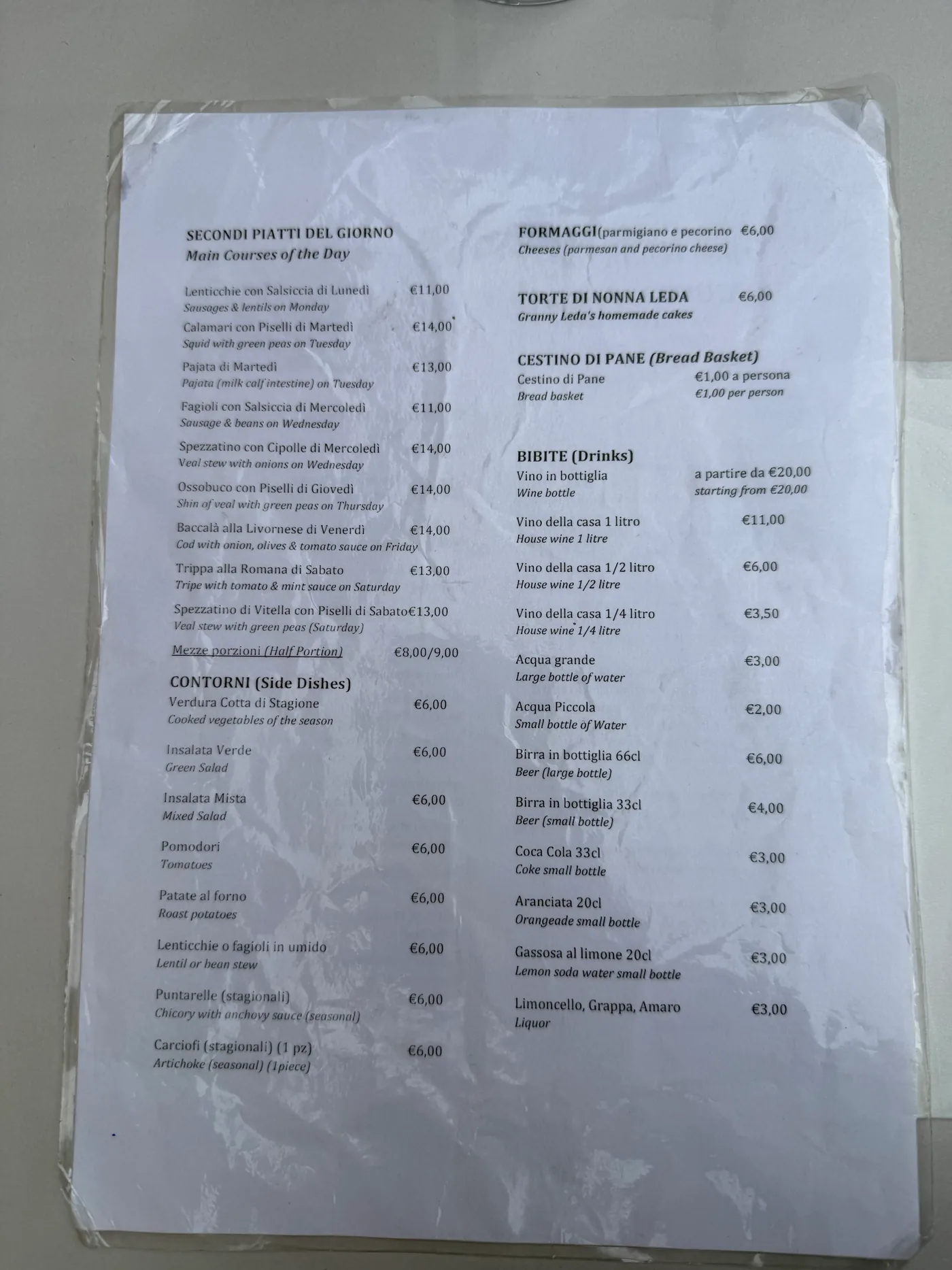 Trattoria da Augusto - menu photos - 1