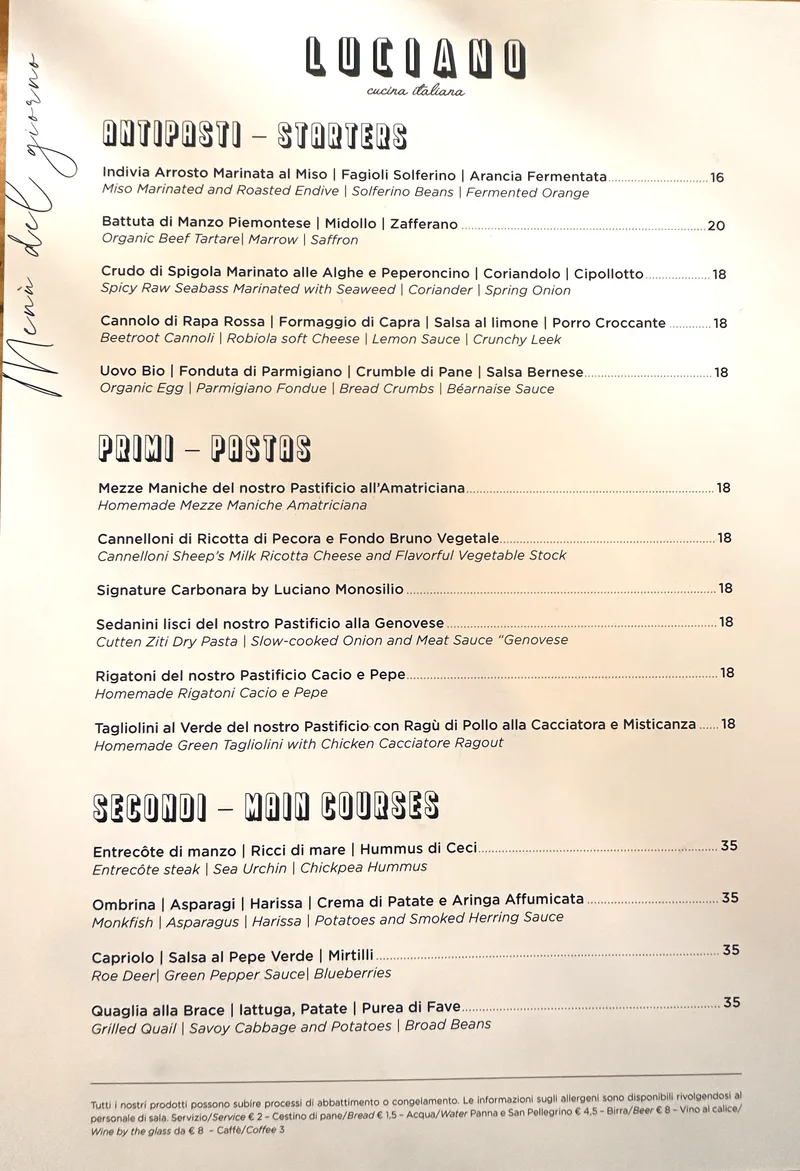 Luciano Cucina Italiana - menu photos - 2 Luciano Cucina Italiana - menu photos - 2