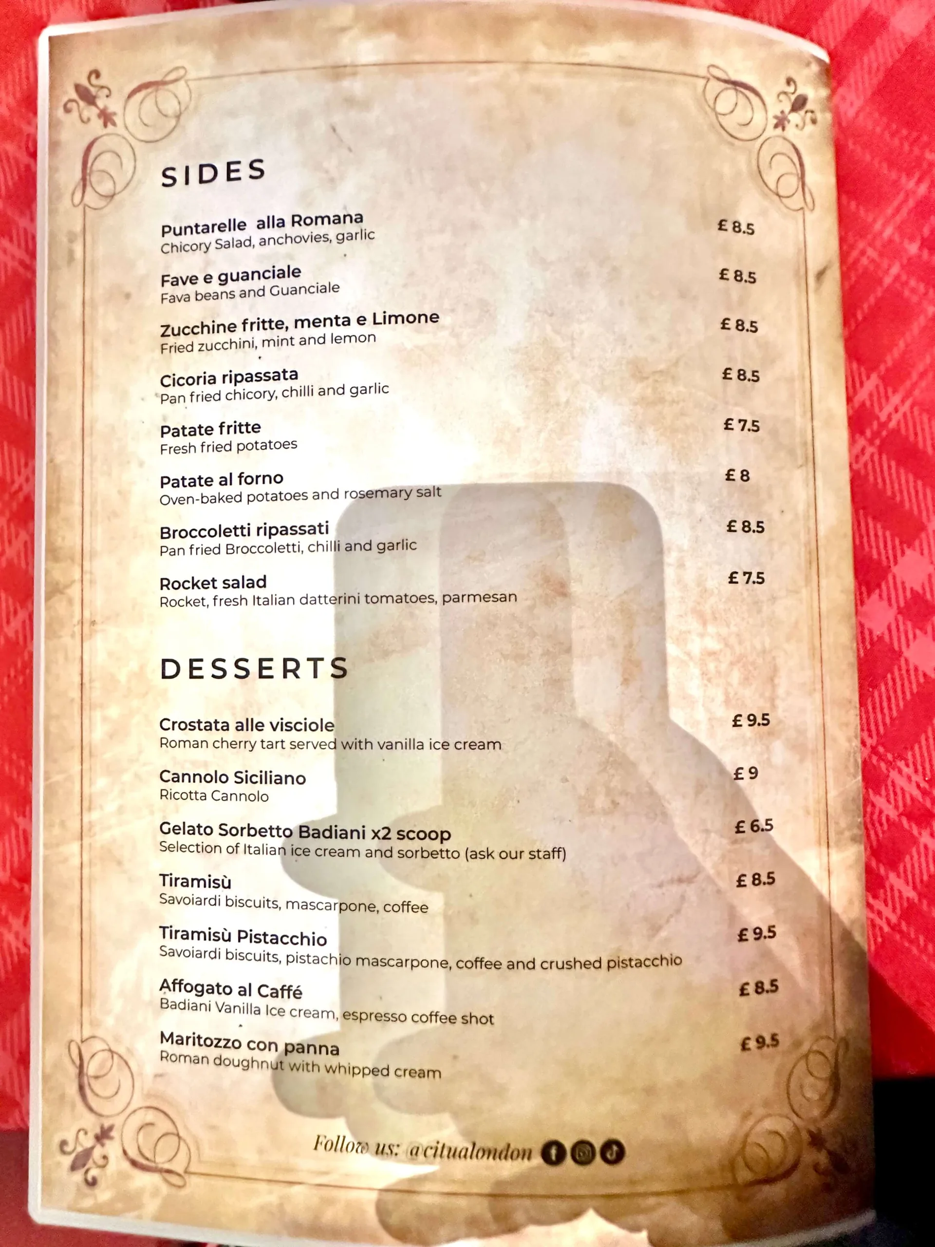 Ci Tua Osteria Romana - menu photos - 2