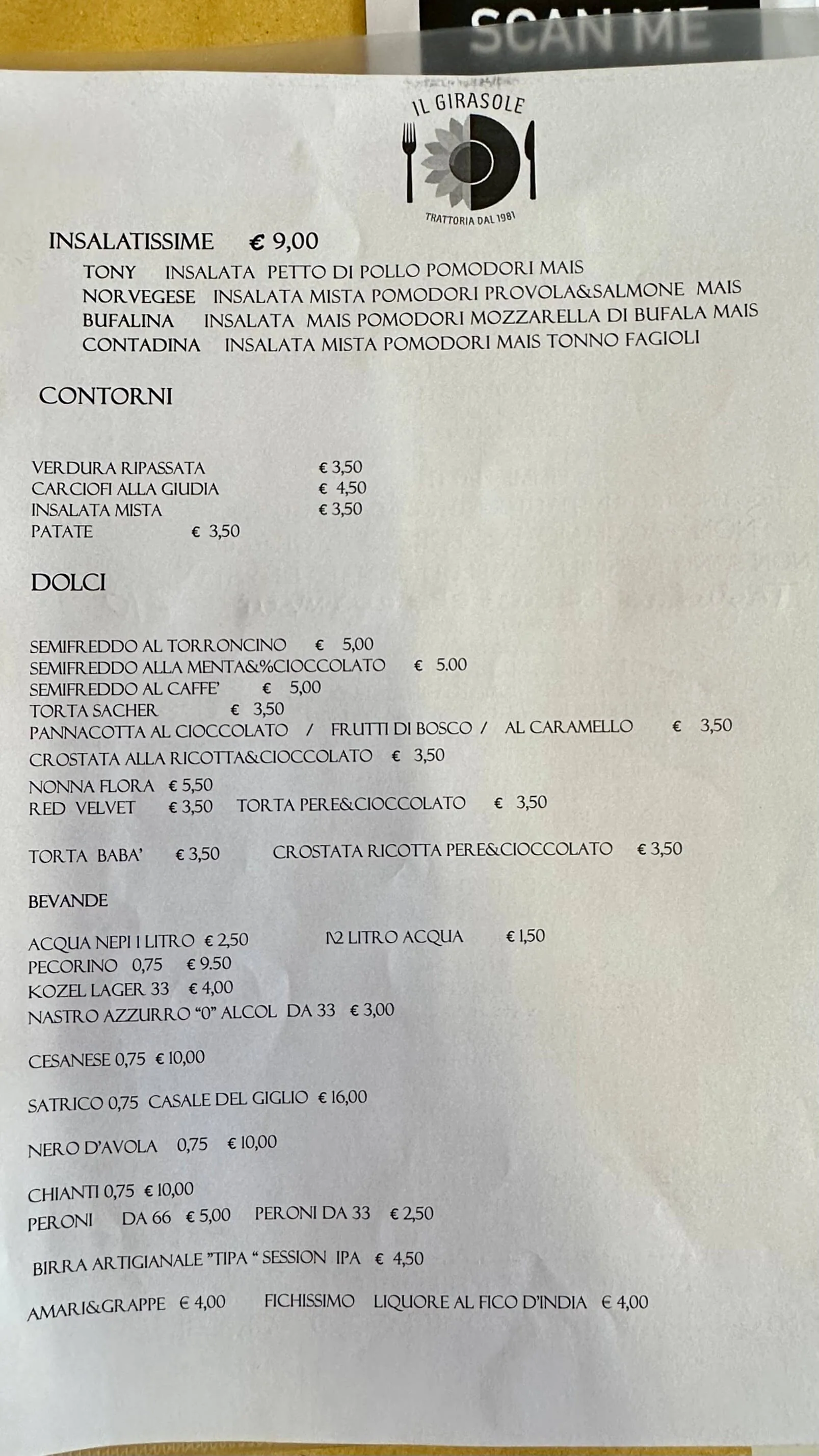 Ristorante Il Girasole - photos du menu - 1