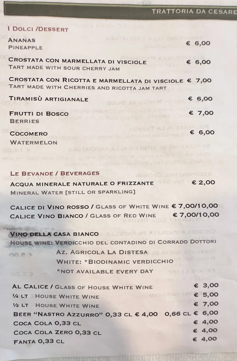 Cesare al Pellegrino - menu photos - 2