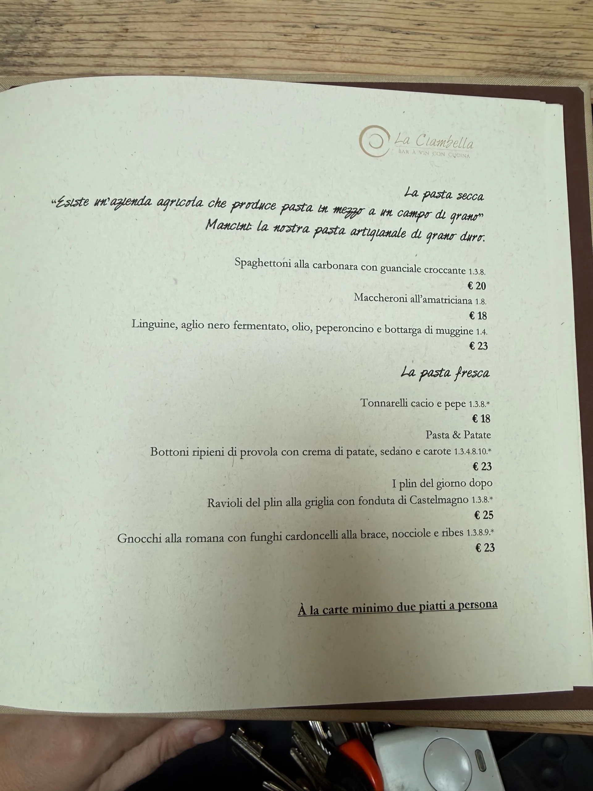 La Ciambella Bar-à-Vin - photos du menu - 5