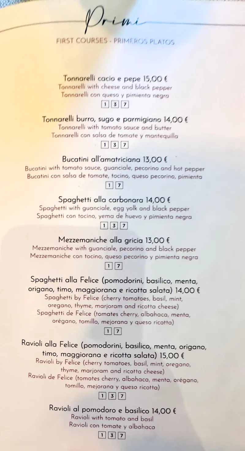 Felice a Testaccio - menu photos - 2 Felice a Testaccio - menu photos - 2