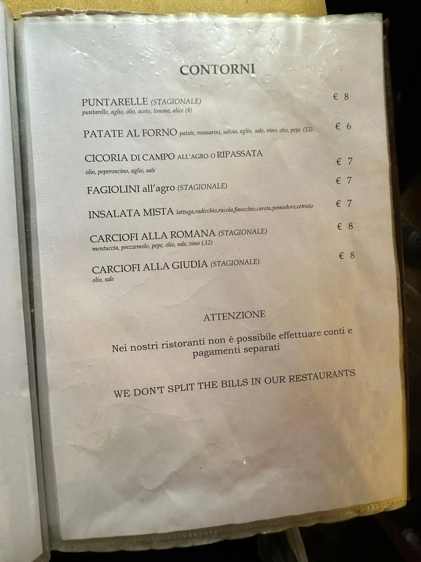 Osteria da Fortunata - menu photos - 3